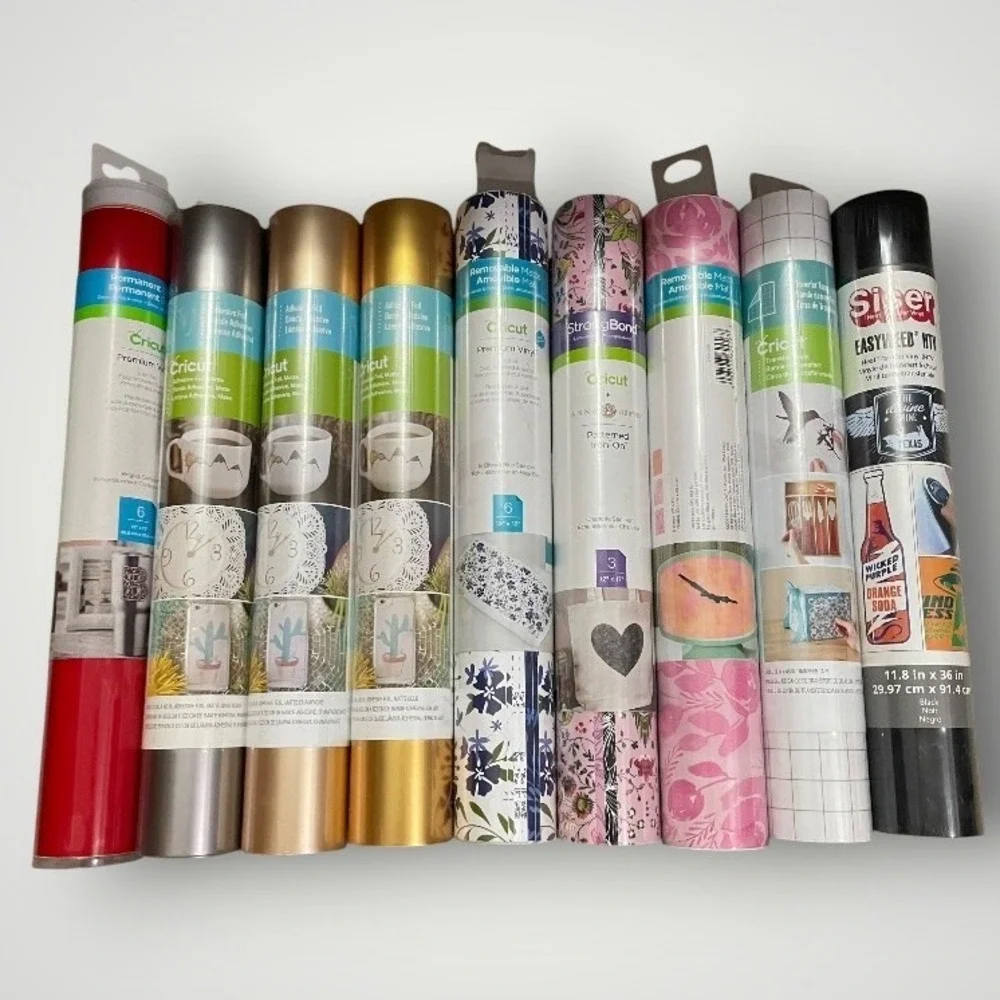 Cricut Siser HTV Vinyl Bundle Lot 9 Permanent Removable Floral Metallic Craft